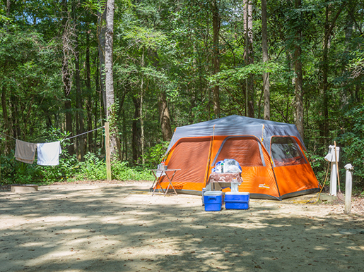 example tent camp site at florida caverns state park